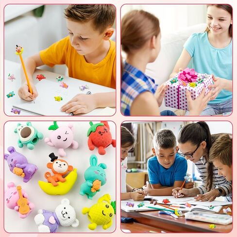 30 pcs Pencil Eraser Toppers for Kids Funny Pencil Top Erasers Squirrel Cap Eraser 3D Eraser Toppers for Kids, Students, Teachers in Kuwait