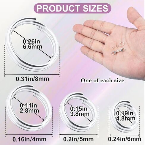 4 Pcs 925 Sterling Silver Split Jump Ring, Small Open Connector Jump Rings, Split Rings for Bracelet, Necklace, Jewelry Findings, Key Rings - 4/5/6/8mm in Saudi Arabia