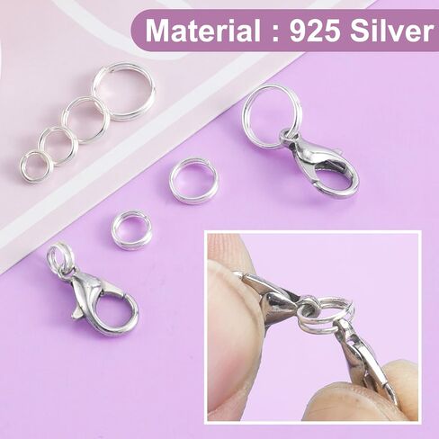 4 Pcs 925 Sterling Silver Split Jump Ring, Small Open Connector Jump Rings, Split Rings for Bracelet, Necklace, Jewelry Findings, Key Rings - 4/5/6/8mm in Saudi Arabia