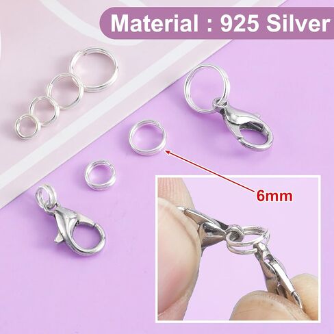 4 Pcs 925 Sterling Silver Split Jump Ring, Small Open Connector Jump Rings, Split Rings for Bracelet, Necklace, Jewelry Findings, Key Rings - 4/5/6/8mm in Saudi Arabia