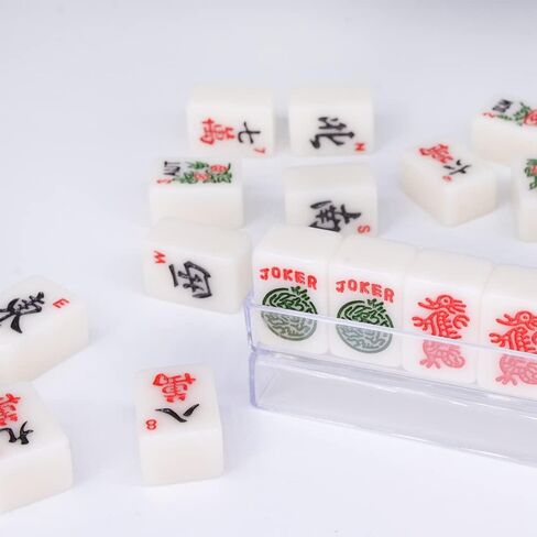 drizzle Travel Mini American Mahjong Set - 166 White Tiles Includes Jokers 0.8" White Melamine Material - with Racks Instructions and Panda Bag 2.20 Pounds in Kuwait