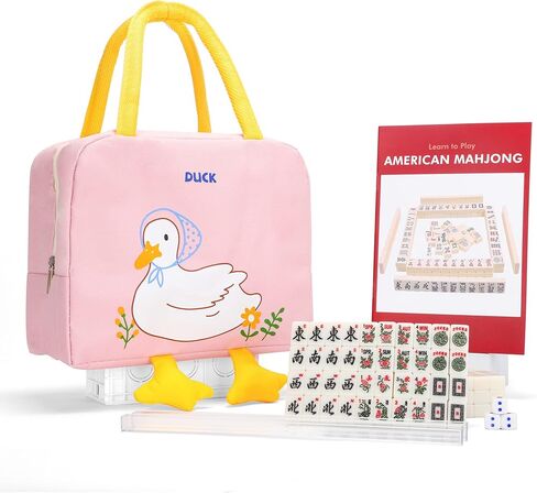 drizzle Travel Mini American Mahjong Set - 166 White Tiles Includes Jokers 0.8" White Melamine Material - with Racks Instructions and Panda Bag 2.20 Pounds in Kuwait