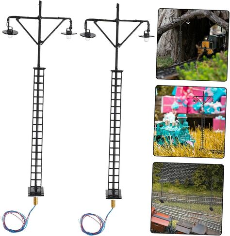 2pcs Miniature Railroad Signal Light Models Durable Abs and Metal Traffic Lamps for Sand Table Layout Lifelike Warm Glow for Train Scenery and Model Accessories in Kuwait