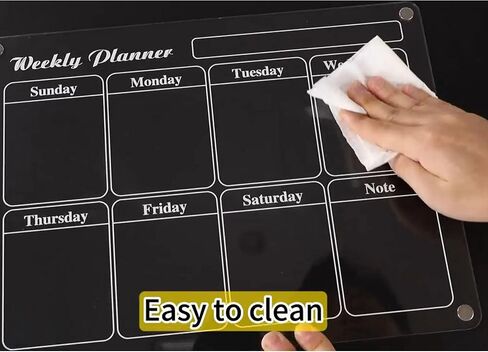Acrylic Weekly Calendar Planner for Refrigerator - 11.8"x7.8" Dry Erase Fridge Organizer with Weekly Schedule Template, Kitchen & Office Planning Board (Transparent, Durable) in Saudi Arabia