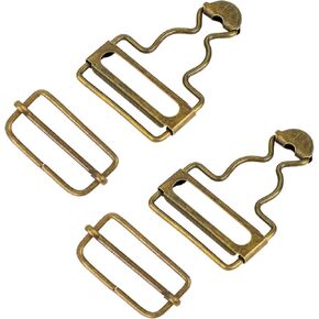 2 Pairs Overall Buckles Replacement Antique Metal Suspender Clips DIY No-Sew Accessories Adjustable with Rectangle Buckle Suspenders Buckles Clasp for Overall Bib Pants Trousers Jeans Bronze