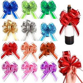 12pcs أقواس لتغليف الهدايا ، شريط واسع السحب القوس غير ماتي ثلاثة خط خط إكسسوارات زهرة الشريط أقواس الهدايا ، حفلات عيد ميلاد مناسبة حفلات زفاف الذكرى السنوية 6.3 في القطر