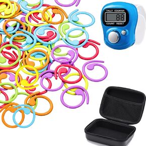 60PCS Metal Stitch Markers,Crochet Knitting Locking Stitch Markers Ring Yarn Row Stitch Counter with Case