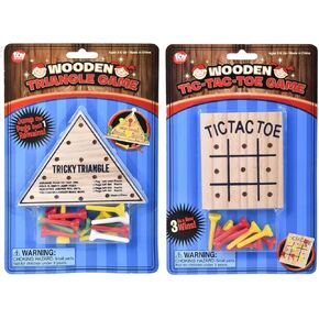 Wooden Peg Tic Tac Toe and Triangle Games | 2 Pc Set | Individually Packaged Stocking Stuffers and Toys
