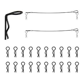 Hosim 20PCS Universal RC Body Clips Dins 90 Degree Angle Bent Bent Springy RC Buckle for 1/10 1/8 1/12 RC Crawlers Cars ، أجزاء من الفولاذ المقاوم للصدأ سهلة التقشير