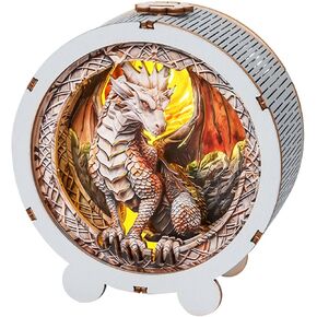 WOODBESTS Wooden Puzzles 3D Nightlight(Night Reading Squirrel) DIY Wooden Puzzles for Adults-3D Wooden Puzzle Night Light for Seniors-Exquisite Desk Decor for DIY Puzzle Lovers