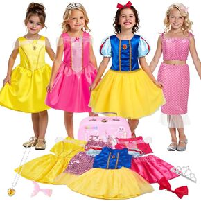Princess Dress Up - زي الأميرة لباس للبنات مع ألعاب الأميرة ، مجموعة الأزياء لعب الأدوار ، هدية عيد ميلاد عيد الميلاد للبنات الصغار سن 3-6 فستان