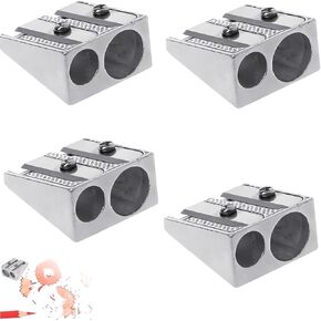 4 Pcs Magnesium Mini Pencil Sharpener, 2-Hole, Hand Held Pencil Sharpener, Metal Magnesium, for Schools, Offices, Art Projects Writing Correction Supplies