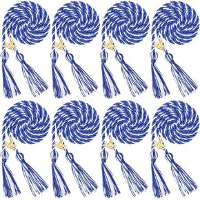 WOANGER 8 PCS الأزرق والأبيض الحبال 67 بوصة الشرف مع شرابة و 2025 سنة تخرج التخرج لطلاب الجامعات دكتور ماجستير in Kuwait