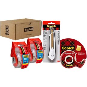 Scotch Heavy Duty Shipping Packing Tape, Clear, Shipping and Packaging Supplies, 1.88 in. x 22.2 yd., 6 Tape Rolls with 1 Dispenser