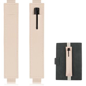 3PCS Pen Pouch for Journal, Elastic Band Pen Holder, Leather Adjustable Pen Sleeve, Detachable Pencil Holder, Pen Loop Holder for Notebook Journal Planners Binders and Books (3 Colors)