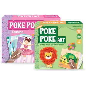 Jackinthebox Poke Poke Art for Kids-زينة مثل الموضة والحيوانات ، فن الخياطة الخالية من الفوضى للأطفال ، هدية للفتيات والفتيان 4 5 6 7 8