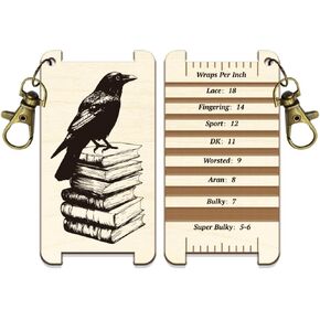 أداة التحكم في الغزل Raven Raven ، دليل Crow WPI دليل مع Clasp Wood Yarn Wrap Guid