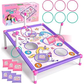 Golray Bean Bag Toss Game for Kids ، 2 in 1 Cornhole Board تم تعيينه خارج الألعاب للأطفال الذين تتراوح أعمارهم بين 4-8 سنوات مع لعبة الرنين الحزبية الكرنفالية ، هدايا عيد ميلاد عيد الميلاد للأولاد Girls Toys 2 3 4 5 6 7 8 سنوات