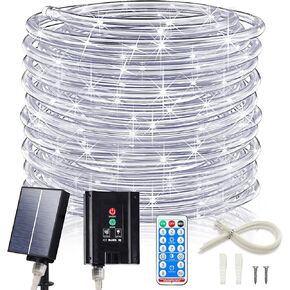 ICRGB Trampoline Lights, 66FT 200LED Solar Rope Lights Outdoor, IP67 Waterproof, 1200mah Solar Power Outdoor Light, 8 Modes & Timer Function, Decorative for Trampoline Camping Tent Patio Porch Garden