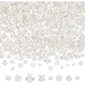 640Pcs Flower Bead Cap 8 Style White Flower Bead End Cap Imitation Pearl Beads ABS Plastic Floral Spacer for Jewelry Making DIY Craft Bracelet Earring Necklace Accessory Supplier