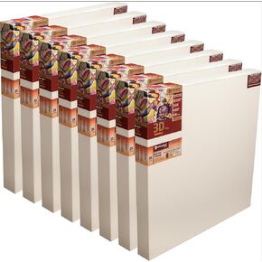 Masterpiece Z8DC-2626 3D Pro 2.5 "Deep Carmel Portrait Smooth 10.3 Oz Cotton Canvas 26" × 26 "White 8 Pack