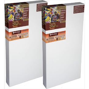 MASTERPIECE Z2DC-3764 3D Pro 2.5" Deep Carmel Portrait Smooth 10.3 oz Cotton Stretched Canvas 37" x 64" White 2 Pack