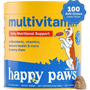 Multivitamin for Dogs, Soft Chews with Green Lipped Mussel, Sea Kelp, Colostrum, & Essential Vitamins for Overall Health, 100 Lamb Flavor Soft Chews