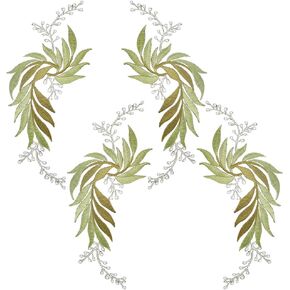 WEBEEDY 2 Pairs Green Leaves Vine Applique Iron on Applique Embroidery Lace Decorative Applique Patches for Garment Curtain Pillow Blanket Trimming Dress Embellishments Cloth Decoration Craft