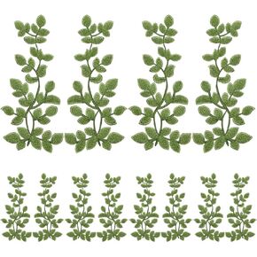 WEBEEDY 6 Pairs Green Embroidery Applique Sewing on Patches Leaves Vine Patches Lace Applique Embellishments for Sewing DIY Craft Wedding Dress Handbag Shirt Clothes Embellishment, Mother's Day Gift
