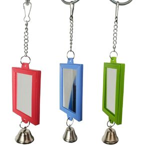 1Pc Random Color Pet Bird Mirror with Bell Interactive Parrot Toys for Budgies Parakeets Conures