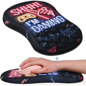 Mouse Pad with Wrist Rest, Ergonomic Mousepad Wrist Support with Massage Design Comfortable Memory Foam and Non-Slip PU Base for Relief Carpal Tunnel Pain, Gaming Office and Home(11.8x7.8inch, Game-C)
