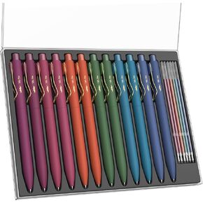 Mr. Pen- Ballpoint Pens with Case, 12 Pack, Colorful Ink, 12 Refills, 0.7mm Cute Ballpoint Pens Assorted Color Ink, Cute Pens for Journaling, Aesthetic Pens Ballpoint Smooth Writing Pens