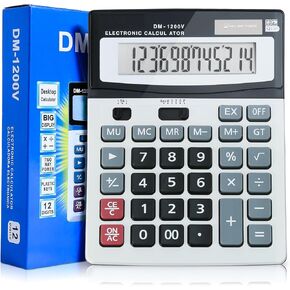 الآلة الحاسبة ، الحاسبة المكتبية الكبرى من 12 درجة شاشة LCD ، حاسبة مزدوجة تعمل بالطاقة للمكتب/المدرسة ، حاسبة المكتب الأساسي الزر الكبير مع وظيفة قياسية