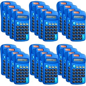 24 Packs Pocket Size Mini Blue Calculator Basic Calculators for Handheld Angled Students 8 Digit Display Solar Battery Dual Power Small Calculator for Students Kids Home Office