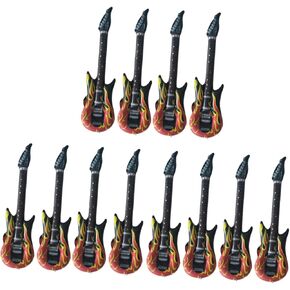 12 pcs Decorations A Flame up Rock Frame Guitar Musicial Air Instrument Favors Inflation Karaoke for Imitation Portable Prop Funny Decoration Musical Pool Adult Interesting S