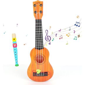 14.96 بوصة من kustical kids kids for toddler mini guitar & piccolo flute kid musical kuducturede 4-string soprano ، guitare hawaiian with chicks ، music gift for Kids 3+ Christmas.