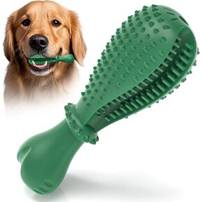 BEAH Durable Dog Chew Toys Teeth Care, Long Lasting Natural Rubber Dog Toys with Small Grooves, Interactive Teething Toys for Medium Large Breed Dogs, Dental Care（Forest Green）