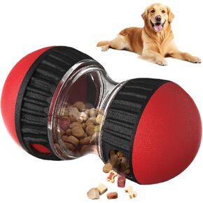 Slow Feeder Dog Toy, Interactive Treat Dispenser & Puzzle Ball for Fast Eaters, Mental Stimulation, Boredom Relief, Food-Grade ABS, Adjustable Difficulty for Small & Large Dogs, Red