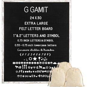 Extra Large felt letter board 24x30Inch, Large Anouncement Board Menu Board in Rustic Paulownia Wood White Frame with Pre-cut Changeable Letters,Numbers and Emoji,Black Felt Message Board Sign Large Word Board Salon Price List Sign for Business.