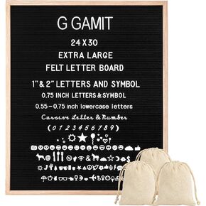 Extra Large felt letter board 24x30Inch,Anouncement Board Menu Board in Oak Wood Frame with Pre-cut Changeable Letters,Numbers and Emoji,Black Felt Message Sign Salon Price List Sign for Business.