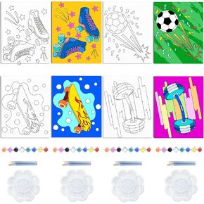 Webeedy 4 Pack Premn Canvas Sports Style Canvas الطلاء 8x10 بوصة كرة القدم التزلج على التزلج على الجليد