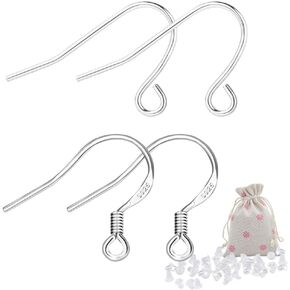 S925 Sterling Silver Consring HiMoallergenic 200pcs أسلاك الأذن + خطافات السمكة المجوهرات صنع المستلزمات خالية