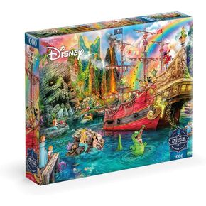 Ceaco - Sapphire Select - Disney - Aimee Stewart - Peter Pan Mermaid Lagoon -1000 قطعة بانورامز - لوحة تحدي ومتعة - لوحة ألغاز أساسية زرقاء - مربع عرض قابلاً للهدية - ملصق بالحجم الكامل مدرج