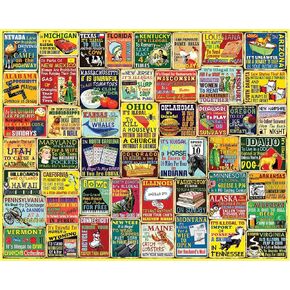 White Mountain Crazy State Laws Funny Puzzles for Adults 1000 Piece Puzzle Fun Unique Collage