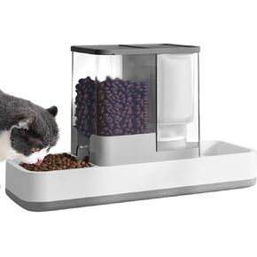 Automatic 2 in 1 Gravity Cat & Dog Feeder and Waterer Set - Feeder Dish for Puppy, Kitten & Small Pets (Pink)