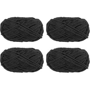 Harfington 4Skeins Chenille Yarn Bludle Yarn 4x100g/14oz Gauge 5# Bulky Polyester Soft Knitting for Crochet Weaving Bag Act ، Coral ، 4x68m (248yds)