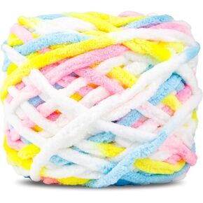 Chenille Chunky Yarn, 100g/3.5OZ Chunky Chenille Yarn for Crocheting, Chunky Velvet Yarns for Scarf Gloves, Baby Blanket Yarns, for Crochet Amigurumi/Home Decor (Pink White Purple)