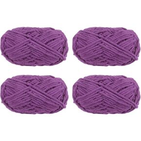 HARFINGTON 4Skeins Chenille Yarn Blanket Yarn 4x100g/14oz Gauge 5# Bulky Polyester Soft Knitting for Crochet Weaving Bag Scarf Hat, Coral, 4x68m(248yds) in Kuwait
