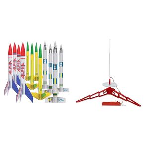 Estes AVG Rocket Bulk Pack (حزمة 12) - 47776017535 و 2222 منصة الإطلاق و Controller Porta -Pad II ، Red