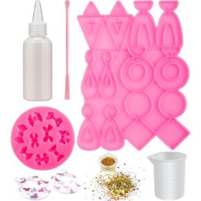 طين بوليمر بوليمر سائل مع ملعقة خلط الذهب من السيليكون وقياس كوب لمجوهرات DIY Crafts Holiday Projects للمبتدئين للفنانين (Clear)